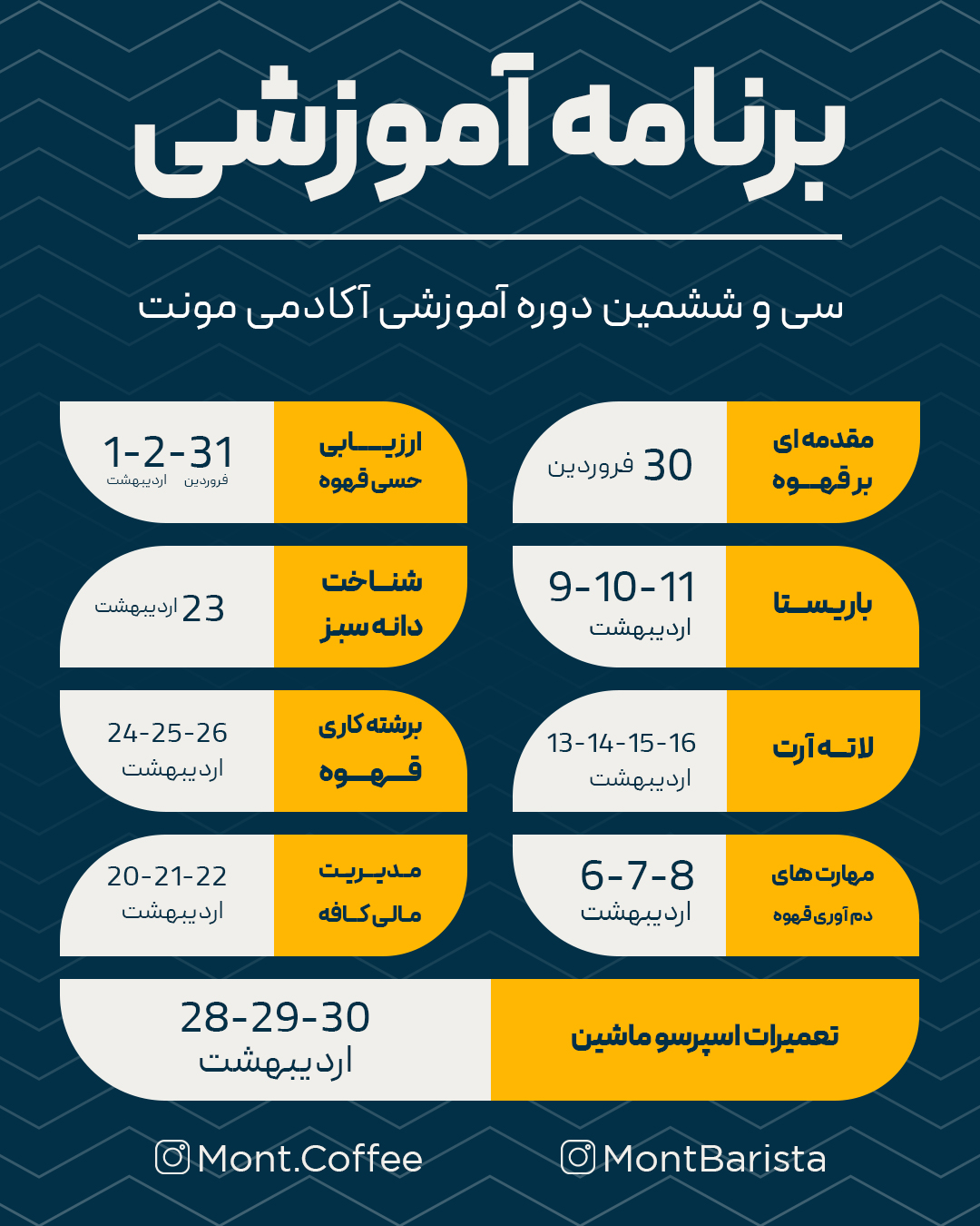 36 مین دوره آموزشی آکادمی قهوه مونت _ آبان و آذرماه 1403